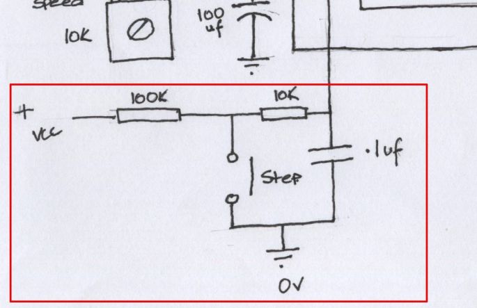 Binary Counter Step and Debounce circuit